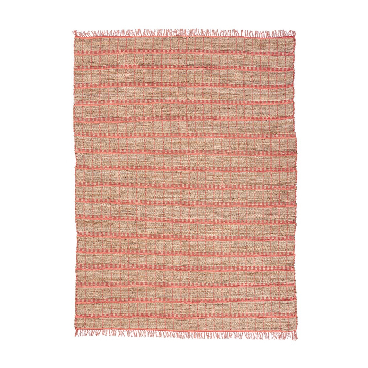Tappeto da salotto 160x230cm fatto a mano in iuta e cotone rosa Ruanda