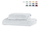 Set 2 asciugamani bagno viso in spugna di cotone 110x60 e 60x40 Denver Promozione