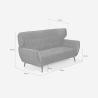 Divano 2 posti di design in tessuto velluto stile capitonnè Vaaru Misure