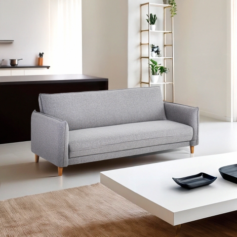 Divano letto 3 posti reclinabile clic clac in tessuto beige Gamma Promozione