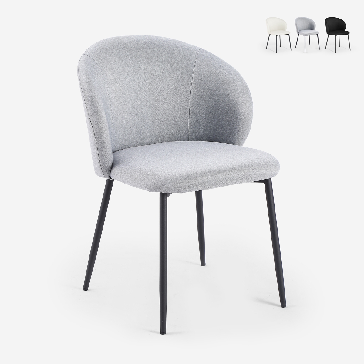 Sedia moderna per sala da pranzo e cucina in tessuto di design Kadim