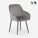 Sedia poltroncina in velluto con braccioli per sala da pranzo Karta Promozione