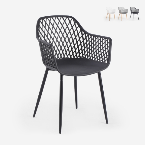 Sedia da cucina moderna di design in polipropilene con braccioli Vetra Promozione
