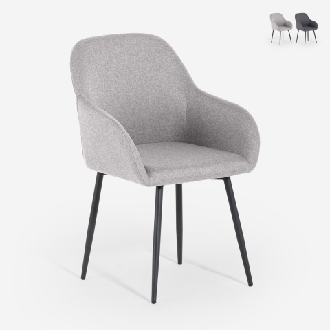 Sedia poltroncina moderna in tessuto imbottita con braccioli Rikku Promozione