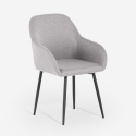Sedia poltroncina moderna in tessuto imbottita con braccioli Rikku Sconti