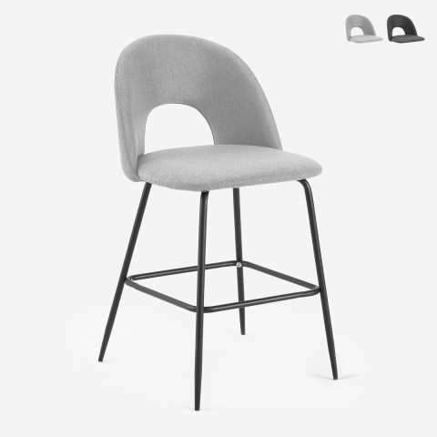 Sgabello alto moderno con schienale per bar e cucina in tessuto Tiren Promozione