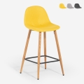 Sgabello alto da bar cucina stile nordico in tessuto con schienale Shona Promozione