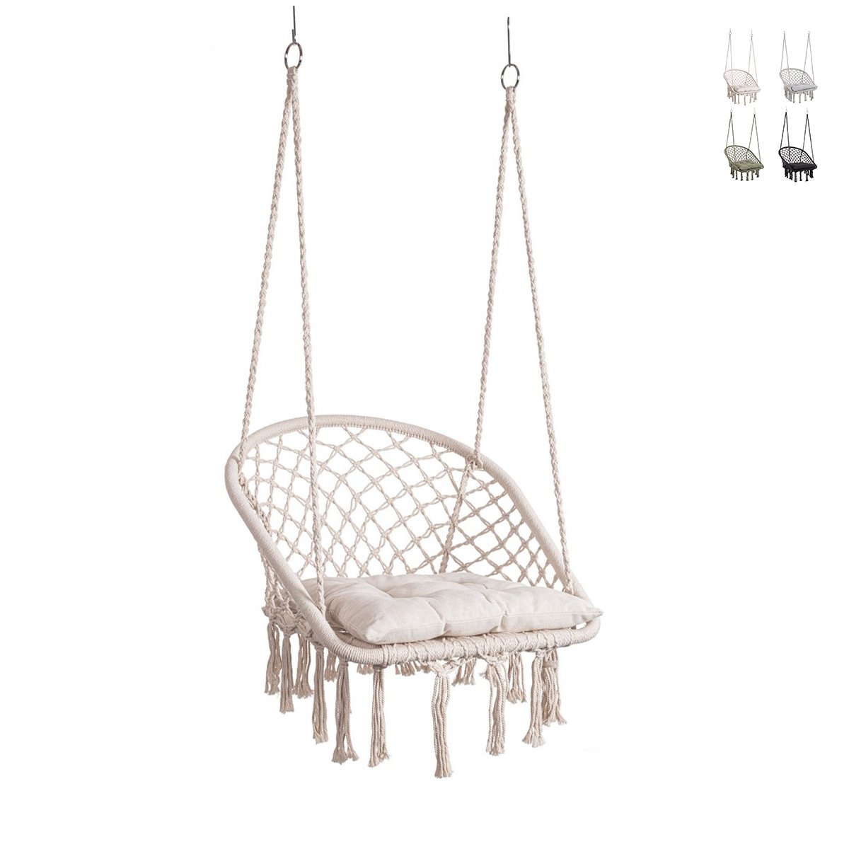 Poltrona sospesa amaca da giardino con cuscino 88x130cm Javier