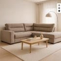 Divano letto 3 posti con penisola destra contenitore in tessuto Kosta Promozione