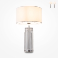 Lampada da tavolo elegante vetro trasparente paralume tessuto Maytoni Muse Promozione
