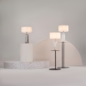 Lampada da tavolo elegante vetro trasparente paralume tessuto Maytoni Muse 