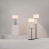 Lampada da tavolo elegante vetro trasparente paralume tessuto Maytoni Muse 