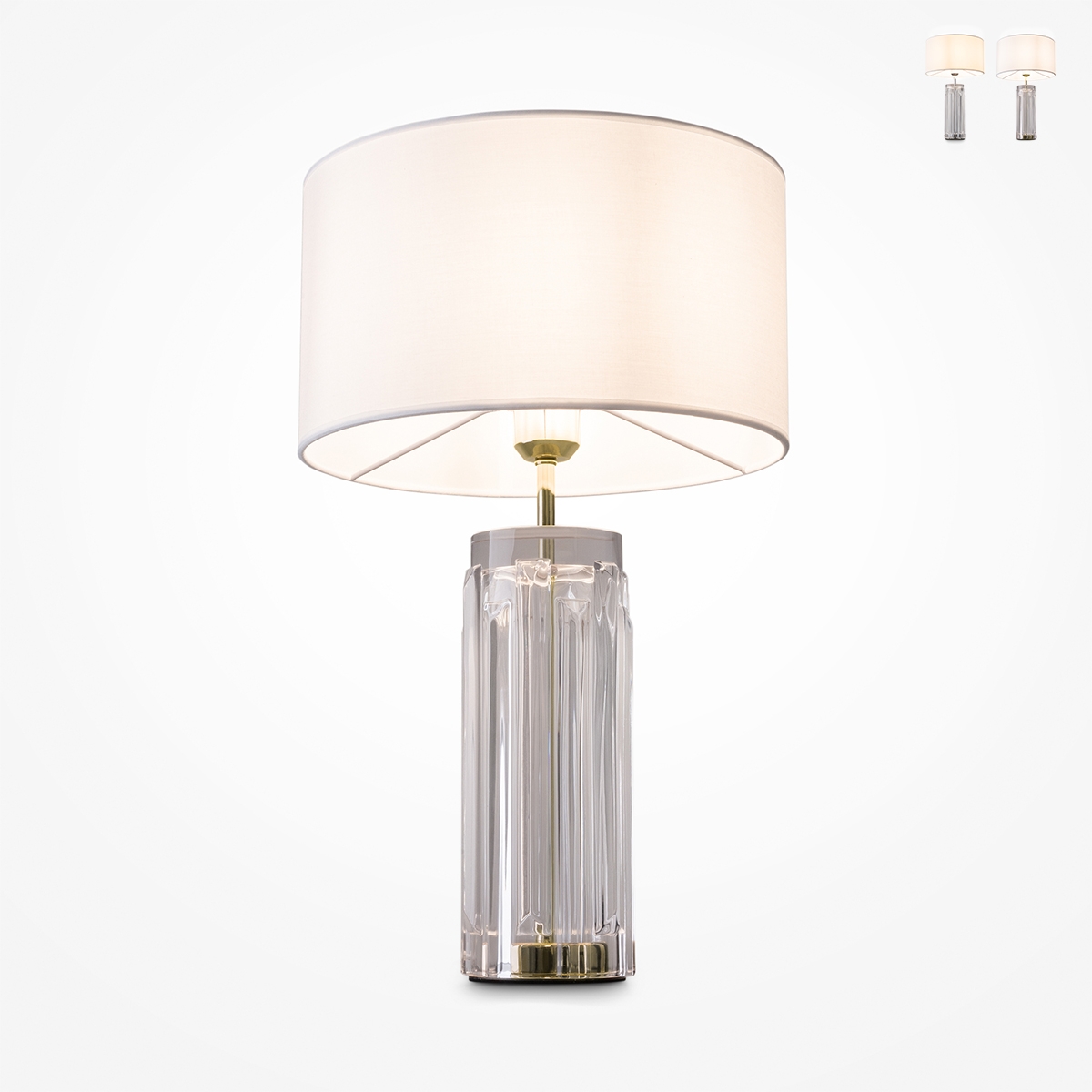 Lampada da tavolo elegante vetro trasparente paralume tessuto Maytoni Muse Offerta Lampada da tavolo elegante vetro trasparente paralume tessuto Maytoni Muse Offerta