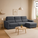 Divano letto 3 posti estraibile con penisola contenitore destra Nuro Promozione