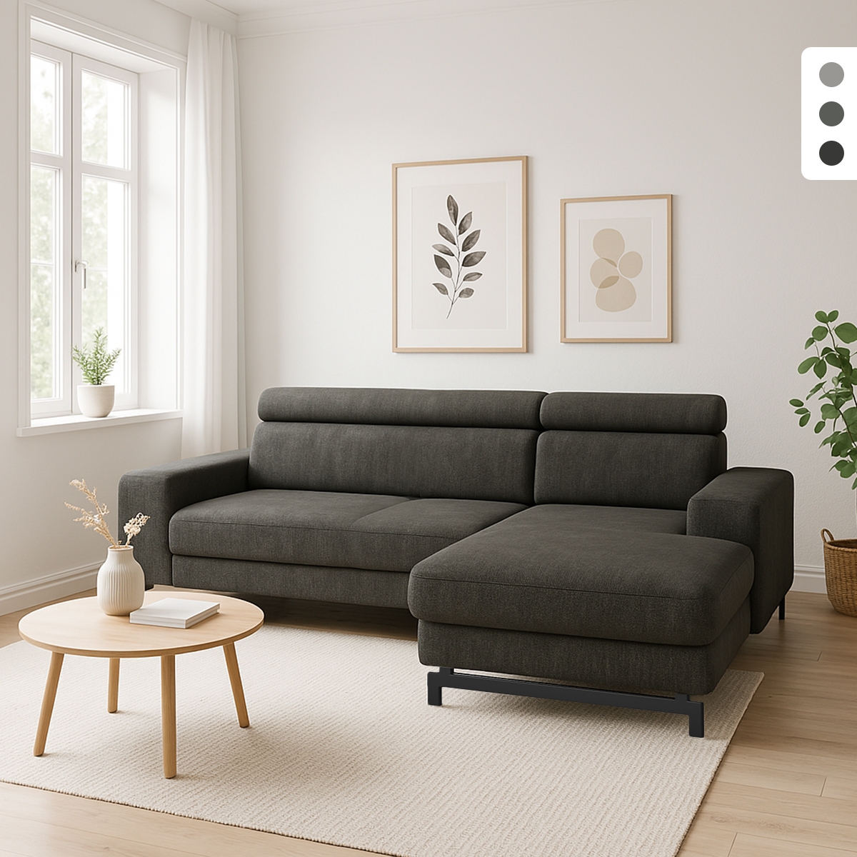 Divano letto 3 posti penisola destra contenitore poggiatesta regolabile Miva Promozione Divano letto 3 posti penisola destra contenitore poggiatesta regolabile Miva Promozione