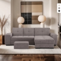 Divano letto 3 posti con penisola destra contenitore e pouf Kava Promozione