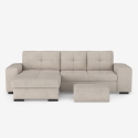 Divano letto 3 posti con penisola contenitore sinistra e pouf Saro Stock