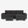 Divano angolare moderno 3 posti con penisola destra e pouf Vilo Stock