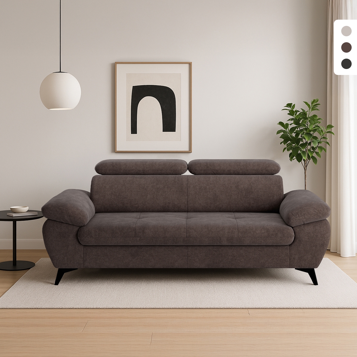 Divano 3 posti moderno di design con poggiatesta regolabile Kira Offerta Divano 3 posti moderno di design con poggiatesta regolabile Kira Offerta