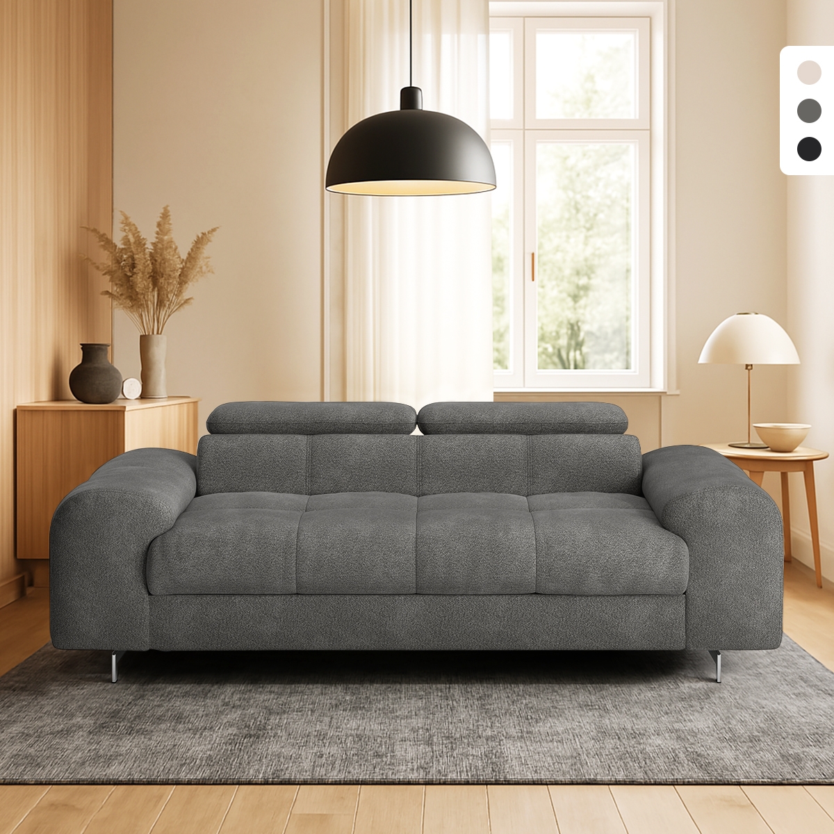 Divano 3 posti di design moderno con poggiatesta regolabile Felon