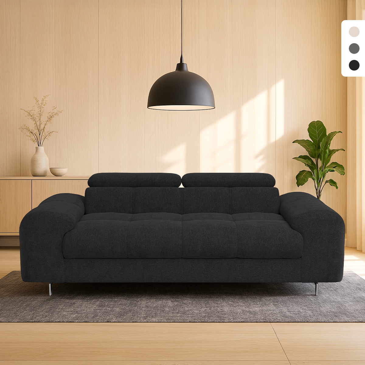 Divano 3 posti di design moderno con poggiatesta regolabile Felon Misure Divano 3 posti di design moderno con poggiatesta regolabile Felon Misure