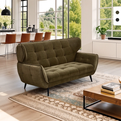 Divano 2 posti di design in tessuto velluto stile capitonnè Vaaru Promozione