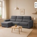 Divano allungabile relax penisola contenitore sinistra ciniglia 3 posti Sira Promozione