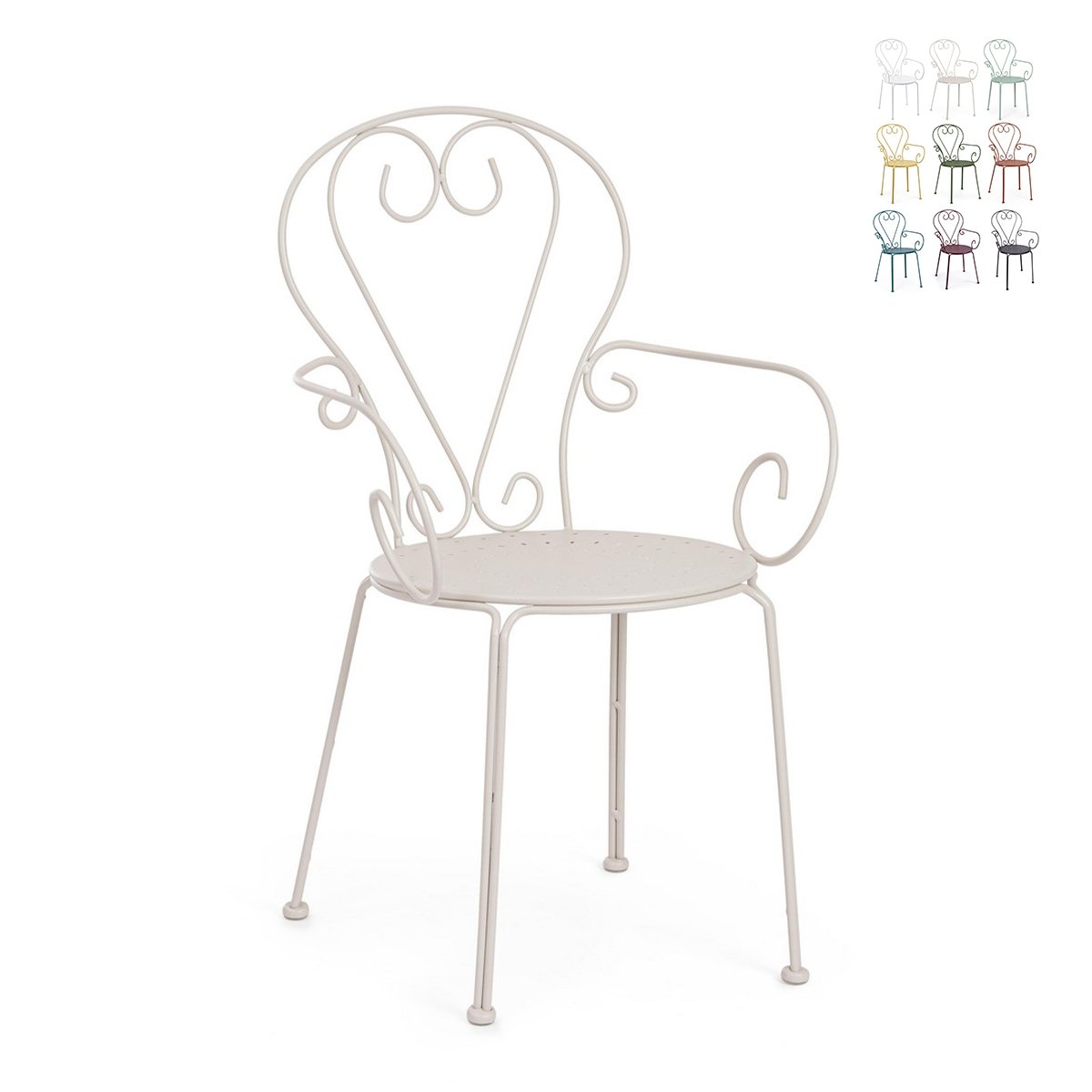 Sedia da giardino esterno impilabile stile shabby chic Bizzotto Etienne