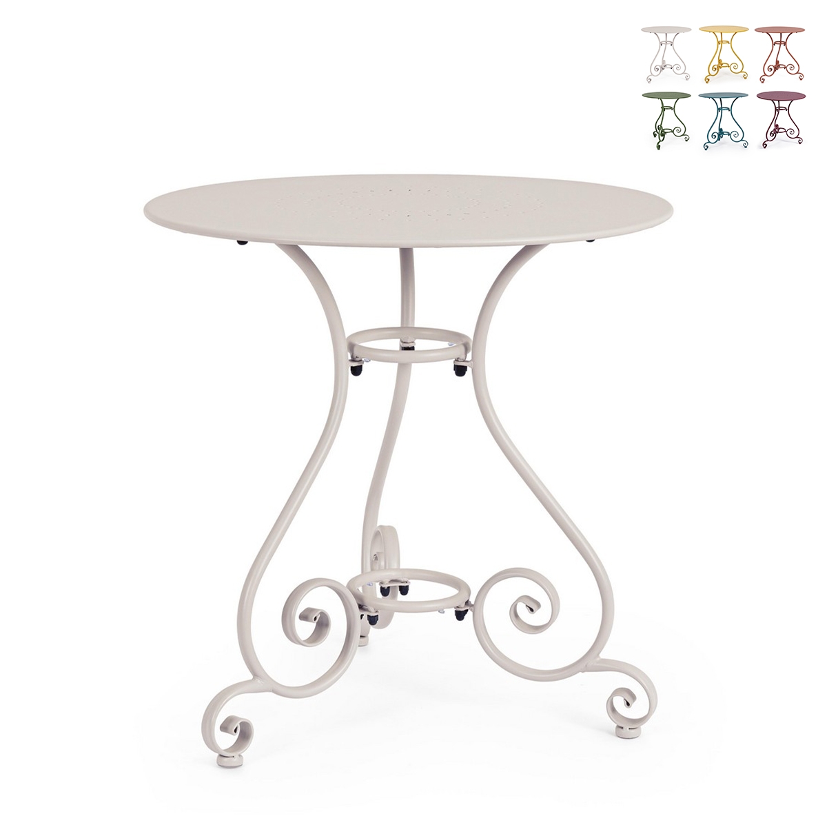 Tavolo da esterno rotondo 70cm a 3 gambe shabby chic Etienne