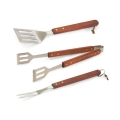 Set 3 utensili per barbecue in acciaio inox e legno Firao Promozione