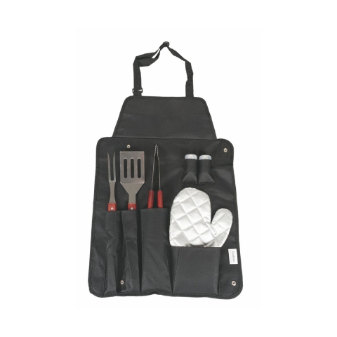 Set 6 utensili per barbecue in acciaio inox con guanto e grembiule Lomar Promozione