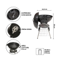 Barbecue a carbonella BBQ rotondo in acciaio con coperchio e ruote Torka Modello