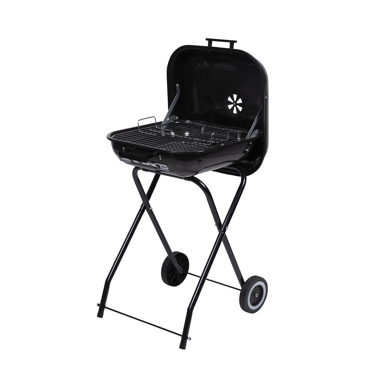 Barbecue a carbonella bbq con ruote e coperchio 49x83x47cm Toska Promozione Barbecue a carbonella bbq con ruote e coperchio 49x83x47cm Toska Promozione