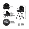 Barbecue a carbonella bbq con ruote e coperchio 49x83x47cm Toska Modello
