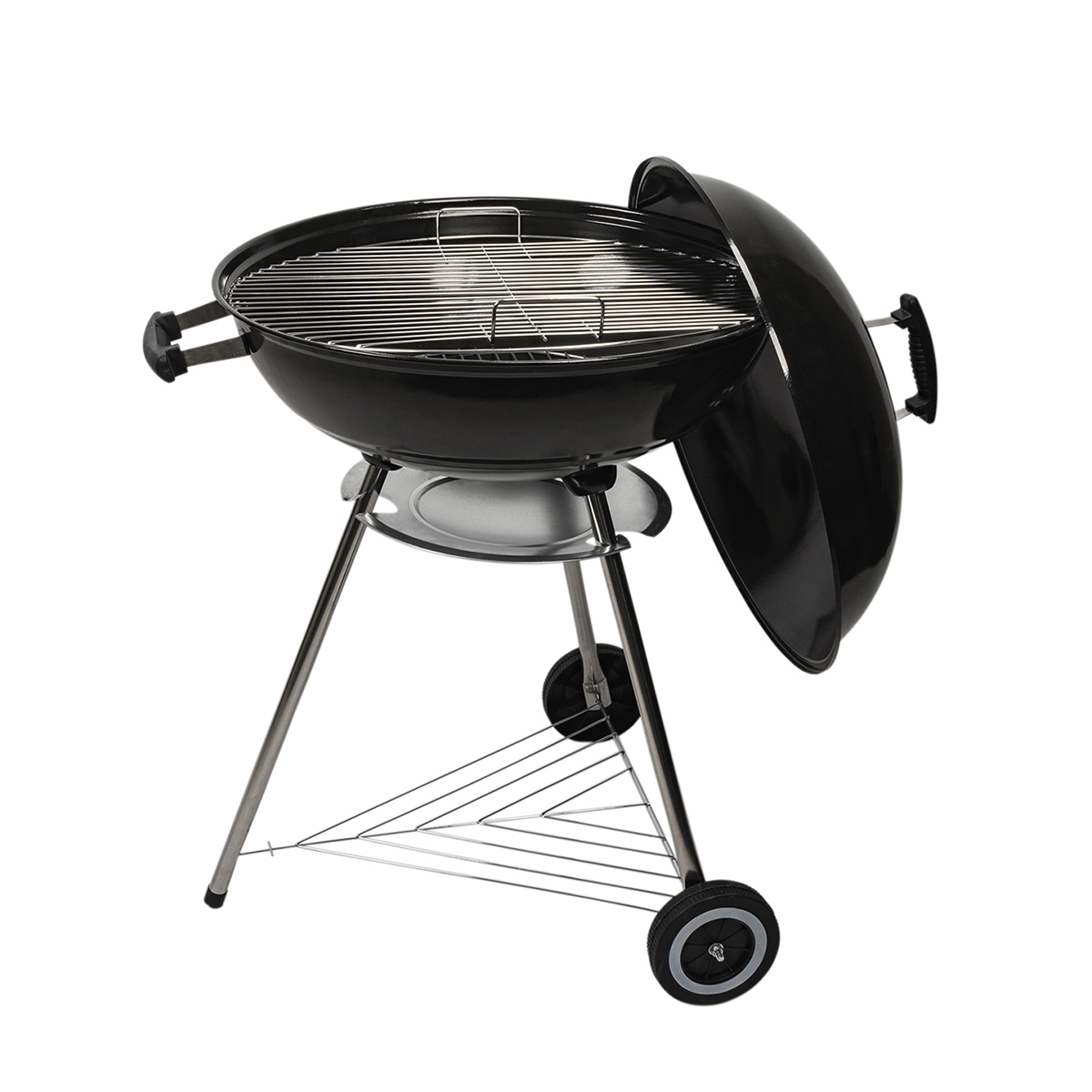 Barbecue a carbonella rotondo griglia 55cm con coperchio e ruote Ardena