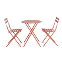 Set tavolo da esterno rotondo 2 sedie da giardino pieghevoli Bistrot Vendita