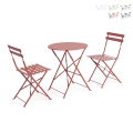 Set tavolo da esterno rotondo 2 sedie da giardino pieghevoli Bistrot Promozione