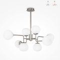 Lampada soggiorno moderna a sospensione 8 sfere vetro bianco Erich Maytoni Vendita