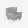 Poltrona relax salotto design moderno in velluto capitonné Lunna Misure
