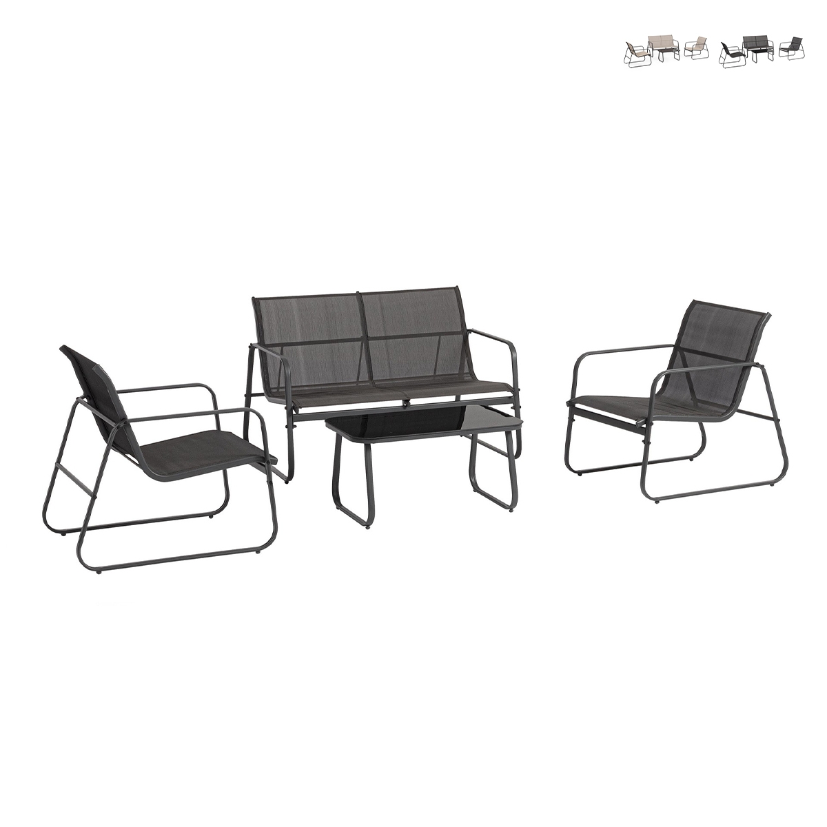 Salotto da giardino moderno divano 2 poltrone tavolino Bizzotto Gonzalo Offerta