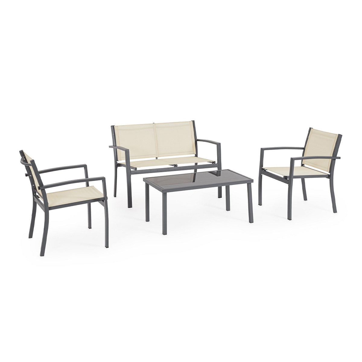 Salotto da giardino 2 sedie divano tavolino beige Bizzotto Florida Promozione Salotto da giardino 2 sedie divano tavolino beige Bizzotto Florida Promozione