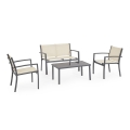 Salotto da giardino 2 sedie divano tavolino beige Bizzotto Florida Promozione