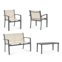 Salotto da giardino 2 sedie divano tavolino beige Bizzotto Florida Catalogo