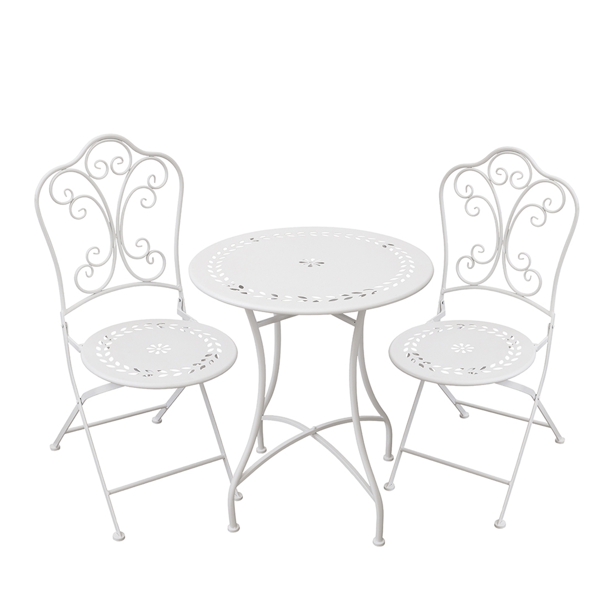 Set tavolo e 2 sedie da esterno in ferro bianco Provence Breakfast