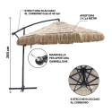 Ombrellone da giardino 3m a braccio laterale effetto rafia Kiso Plus Scelta