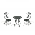 Set tavolo 2 sedie pieghevoli da esterno in ferro nero Provence Breakfast Promozione