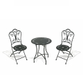 Set tavolo 2 sedie pieghevoli da esterno in ferro nero Provence Breakfast Promozione