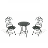 Set tavolo 2 sedie pieghevoli da esterno in ferro nero Provence Breakfast Promozione
