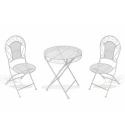 Set tavolo e 2 sedie da esterno in ferro bianco New Loire Breakfast Promozione