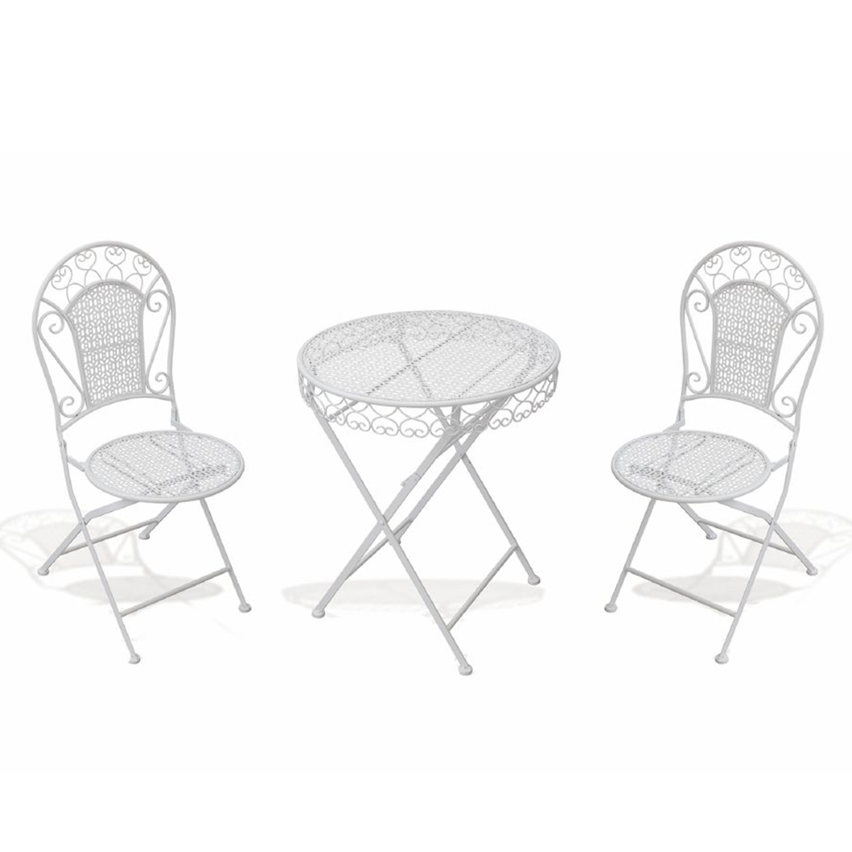 Set tavolo e 2 sedie da esterno in ferro bianco New Loire Breakfast Promozione Set tavolo e 2 sedie da esterno in ferro bianco New Loire Breakfast Promozione
